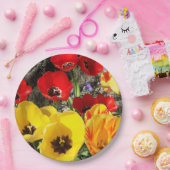 Assiettes En Carton Tulipes jaunes et rouges (Fête)