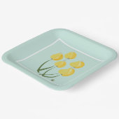 Assiettes En Carton Tulipes Jaunes & Plaque de Papier Vert Doux (Angulaire)