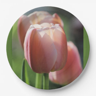 Assiettes En Carton Tulipes roses