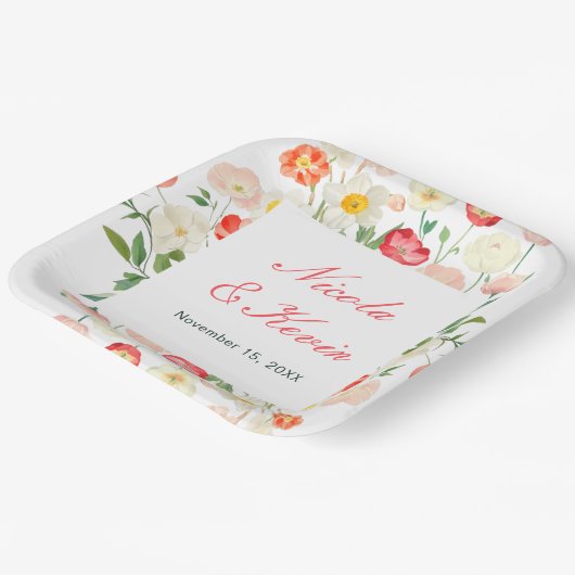 Assiettes En Carton Tulips and Daffodils Spring Wedding (Angulaire)