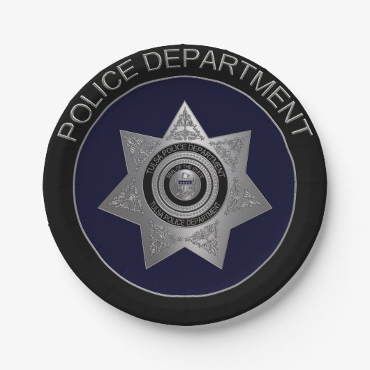 Assiettes En Carton Tulsa-Police-Dept-Badge-OPTION 3 PAPIER PLAQUE (Devant)