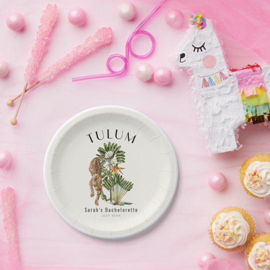 Assiettes En Carton Tulum Leopard Tropical Bachelorette Week-end (Fête)