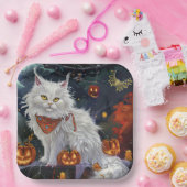 Assiettes En Carton Turc Angora Chat Halloween Éffrayant (Fête)