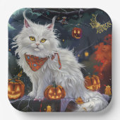Assiettes En Carton Turc Angora Chat Halloween Éffrayant (Recto)
