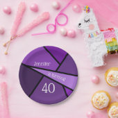 Assiettes En Carton Turning 40 moderne violet géométrique 40e annivers (Fête)