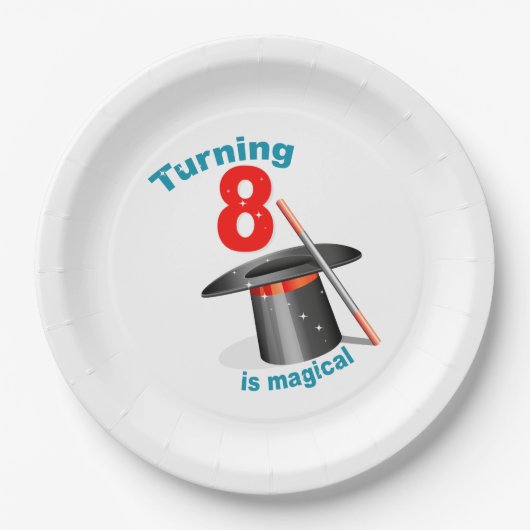 Assiettes En Carton Turning 8 est Magique 8e anniversaire (Devant)