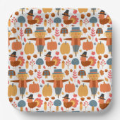 Assiettes En Carton Turquie et Scarecrow Thanksgiving Motif (Recto)