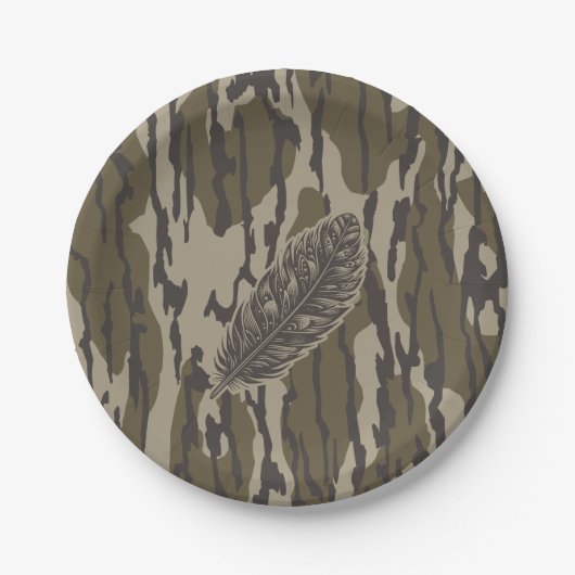 Assiettes En Carton Turquie Plumes Bottomland Camouflage de la forêt d (Devant)