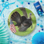 Assiettes En Carton Turquie sauvage mâle avec plaque de papier drapeau (Fête)