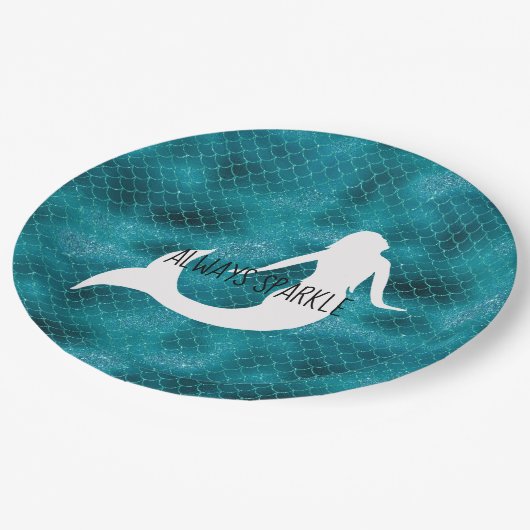 Assiettes En Carton Turquoise Aqua Blue Parties scintillant Éperche Si (Angle)