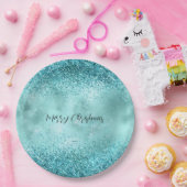 Assiettes En Carton Turquoise Aqua Gold Glam Parties scintillant (Fête)