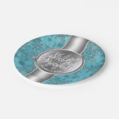 Assiettes En Carton Turquoise Aqua Snowflakes Winter Wonderland Party (Angle)