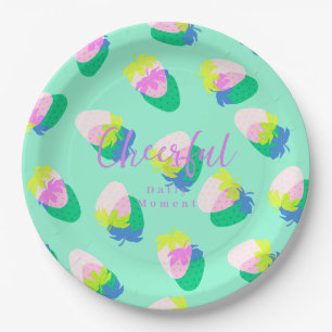 Assiettes En Carton Turquoise aux fraises