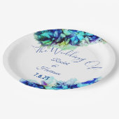 Assiettes En Carton Turquoise bleu Abstrait moderne et Mariage turquoi (Angle)