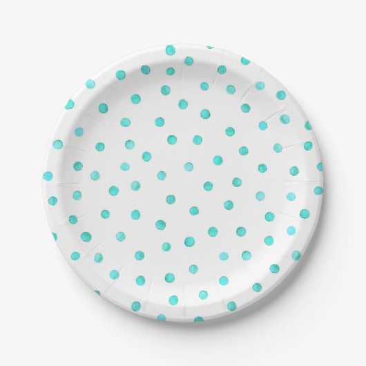 Assiettes En Carton Turquoise bleu blanc Confetti Motif (Devant)