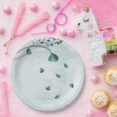 Assiettes En Carton turquoise bleu tombant feuille botanique (Fête)