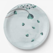Assiettes En Carton turquoise bleu tombant feuille botanique (Devant)
