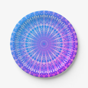 Assiettes En Carton Turquoise bleu violet Mandala