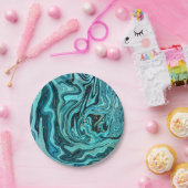 Assiettes En Carton Turquoise Blue & Gold Chic Swirl Mariage moderne (Fête)