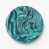 Assiettes En Carton Turquoise Blue & Gold Chic Swirl Mariage moderne (Devant)