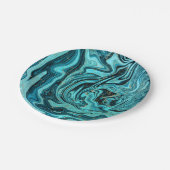 Assiettes En Carton Turquoise Blue & Gold Chic Swirl Mariage moderne (Angle)