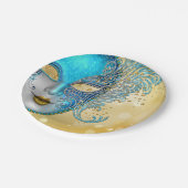 Assiettes En Carton Turquoise Blue Gold Masquerade (Angle)