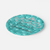 Assiettes En Carton Turquoise Blue Tiara Quinceañera (Angle)