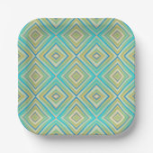 Assiettes En Carton Turquoise Blues Alternative Diamond Motif (Recto)