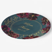 Assiettes En Carton Turquoise Bordeaux Jewel Tones Mariage (Angle)