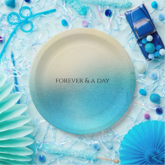 Assiettes En Carton Turquoise Chic Blanc Aqua Mariage bleu (Fête)