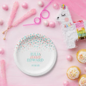 Assiettes En Carton Turquoise corail vert orange points papier personn (Fête)