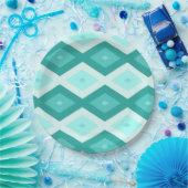 Assiettes En Carton Turquoise diamond pattern (Fête)