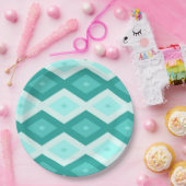 Assiettes En Carton Turquoise diamond pattern (Fête)