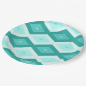Assiettes En Carton Turquoise diamond pattern (Angle)