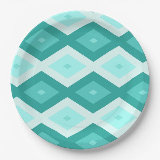 Assiettes En Carton Turquoise diamond pattern (Devant)