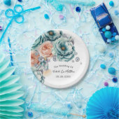 Assiettes En Carton Turquoise et Mariage diamant de pêche (Fête)