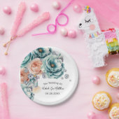 Assiettes En Carton Turquoise et Mariage diamant de pêche (Fête)