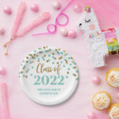 Assiettes En Carton Turquoise Gold Confetti Graduation 2022 (Fête)