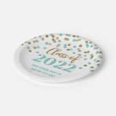 Assiettes En Carton Turquoise Gold Confetti Graduation 2022 (Angle)