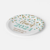 Assiettes En Carton Turquoise Gold Confetti Graduation 2024 (Angle)