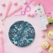 Assiettes En Carton Turquoise Green Tropical Palm Feuille Mariage d'ét (Fête)