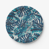 Assiettes En Carton Turquoise Green Tropical Palm Feuille Mariage d'ét (Devant)