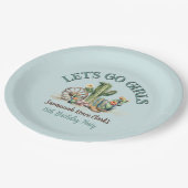 Assiettes En Carton Turquoise Lets Go Girls Cowgirl thème Anniversaire (Angle)