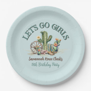 Assiettes En Carton Turquoise Lets Go Girls Cowgirl thème Anniversaire