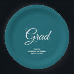 Assiettes En Carton Turquoise minimaliste Moderne Graduation Party<br><div class="desc">Coordonnez la fête et les fournitures de table pour votre Graduation Party! Correspondance des serviettes,  des plaques de papier et plus encore. Tout le texte peut être personnalisé à votre goût. Chambre pour le nom du diplômé,  la classe de l'année et le nom de l'école.</div>