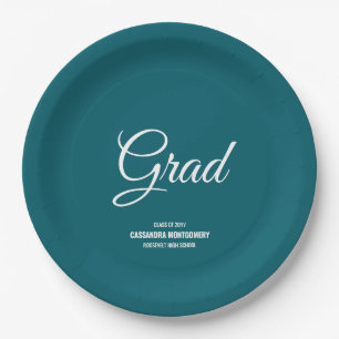Assiettes En Carton Turquoise minimaliste Moderne Graduation Party