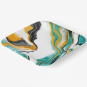 Assiettes En Carton Turquoise, Or, Marbre Fluide Art (Angulaire)