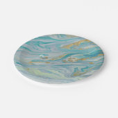 Assiettes En Carton Turquoise & Or Marbre Tourbillons Géode Agate Bohè (Angle)