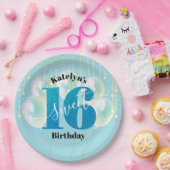 Assiettes En Carton Turquoise Parties scintillant Sweet 16 Anniversair (Fête)