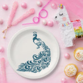 Assiettes En Carton Turquoise Peacock Bold Design Art Déco élégant (Fête)